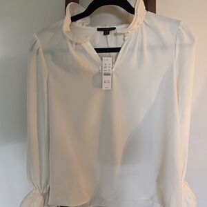 J. Crew Cream Blouse with Ruffled Collar